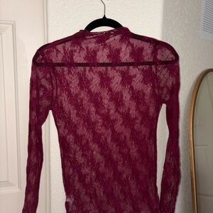 Zenana Outfitters Burgundy Lace Blouse